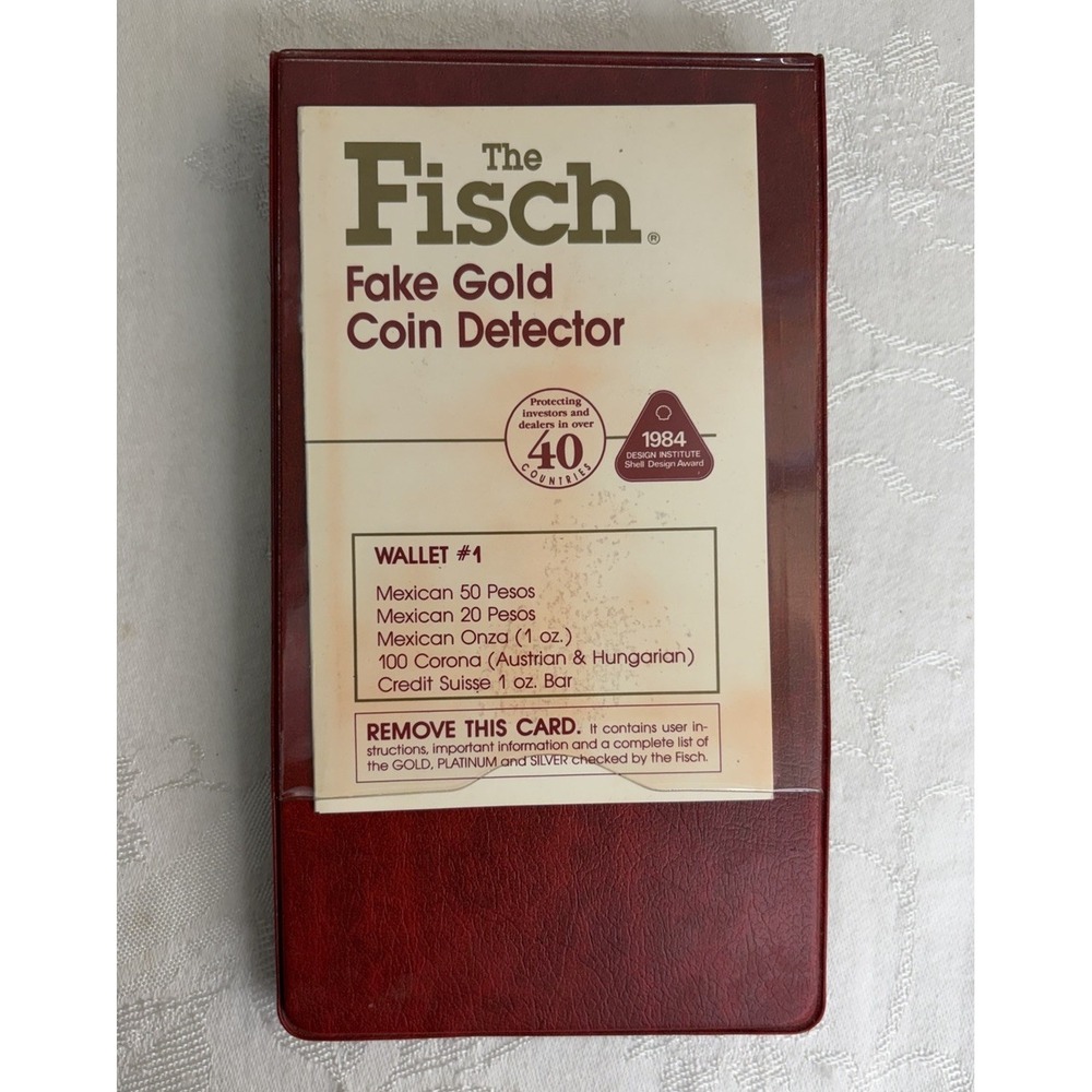 The Fisch Fake Gold Coin Detector Wallet #1 Mexico 20 50 Pesos Onza 100 Corona